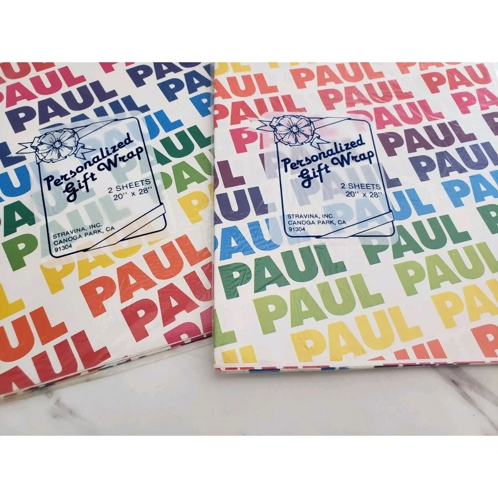 PAUL Vintage Stravina‎ Personalized Gift Wrap Wrapping Paper Name RAINBOW gift